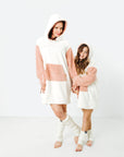 Mommy & Mini Bundle: Pink & White Fleece Hoodie Dresses