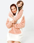 Mommy & Mini Bundle: Pink & White Fleece Hoodie Dresses