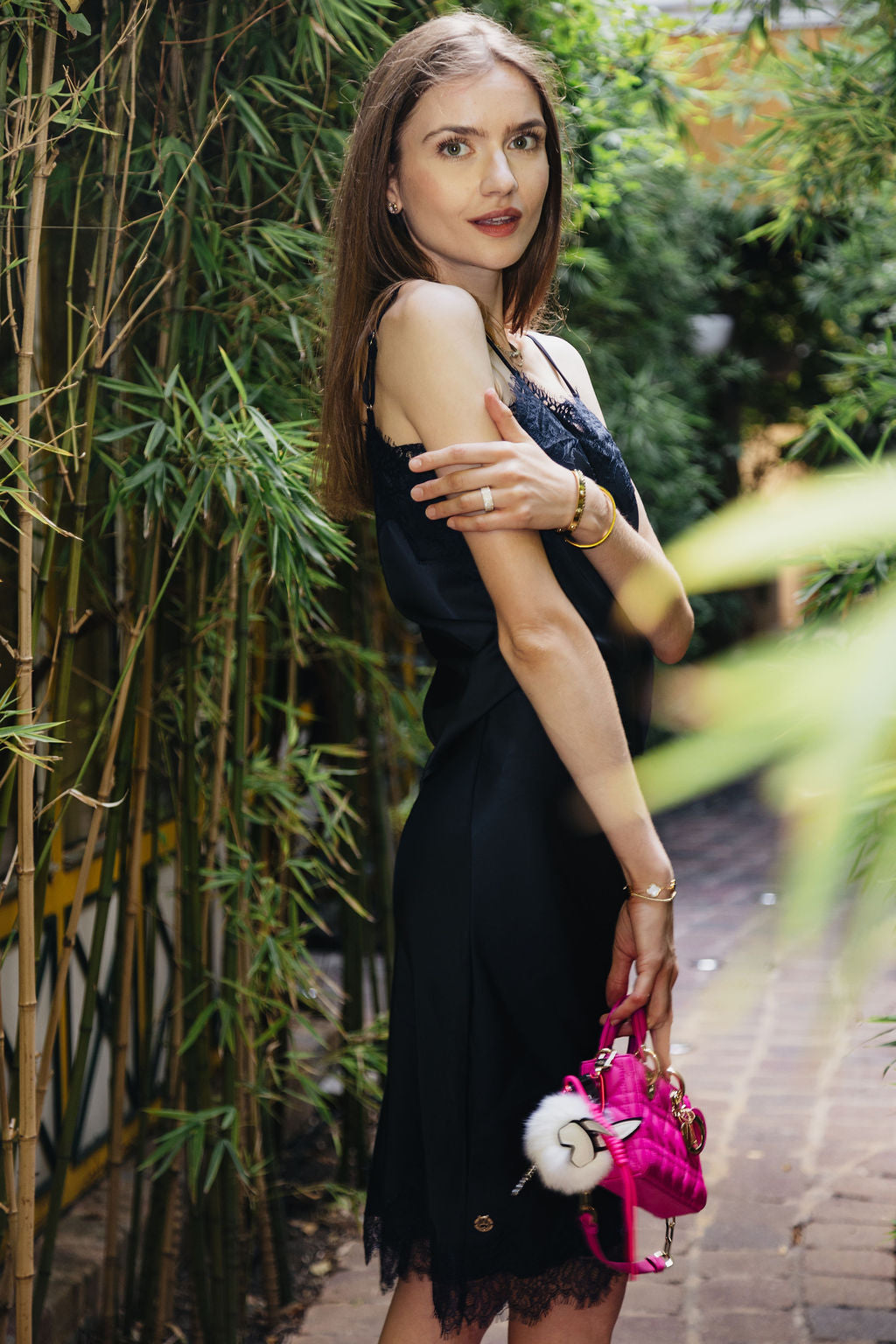 Satin Skirt with Lace Trim