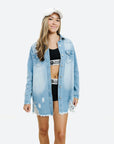 Breck Distressed Jean Shirt