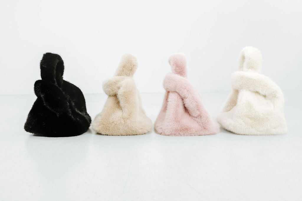 Snow Bunny Rex Rabbit Fur Bucket Bag