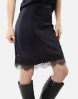 Satin Skirt with Lace Trim