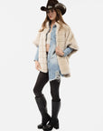 Stripe Faux Mink Fur Poncho