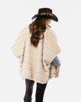 Stripe Faux Mink Fur Poncho