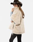Stripe Faux Mink Fur Poncho