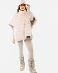 Stripe Faux Mink Fur Poncho