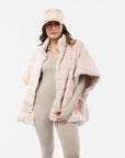 Stripe Faux Mink Fur Poncho