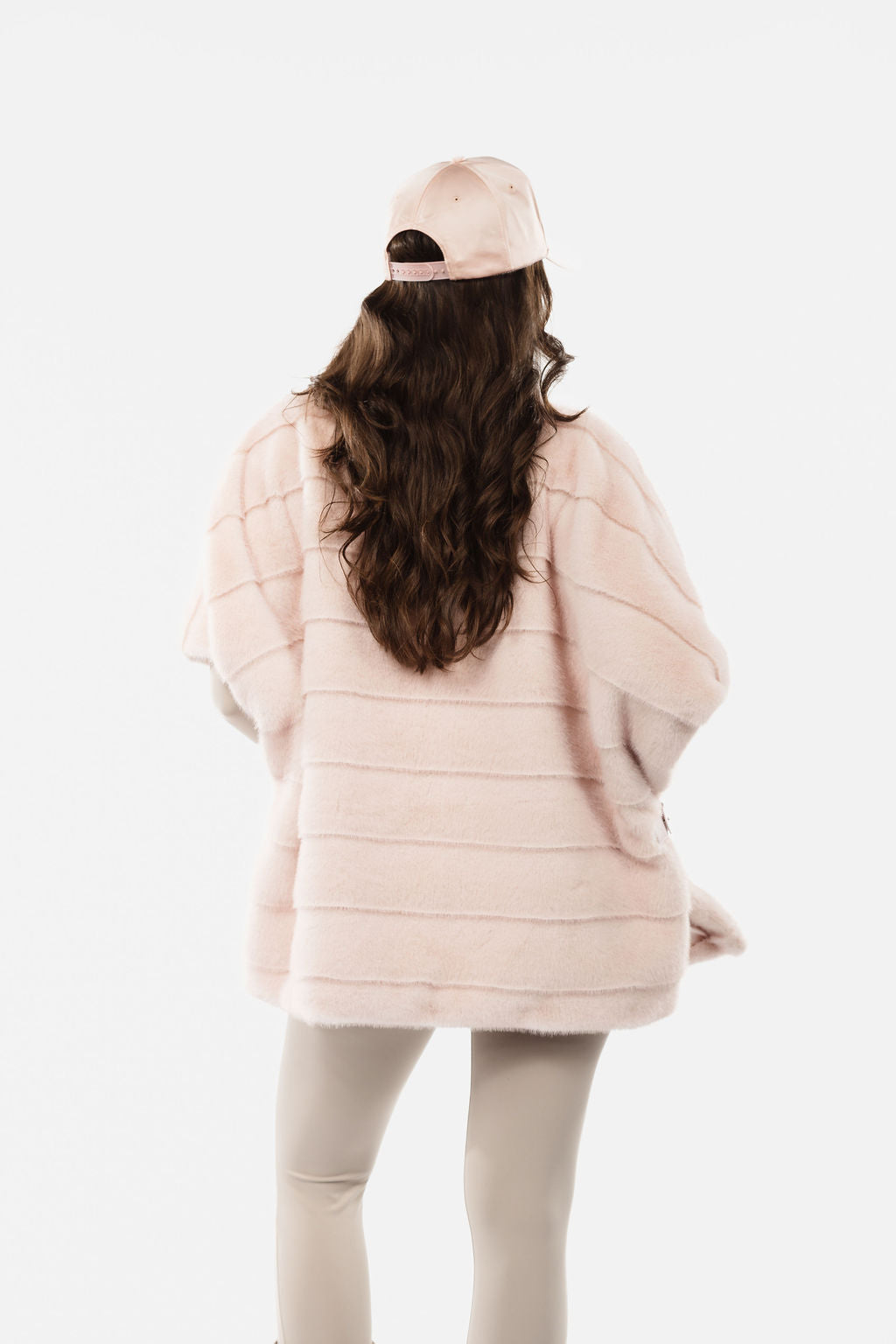 Stripe Faux Mink Fur Poncho