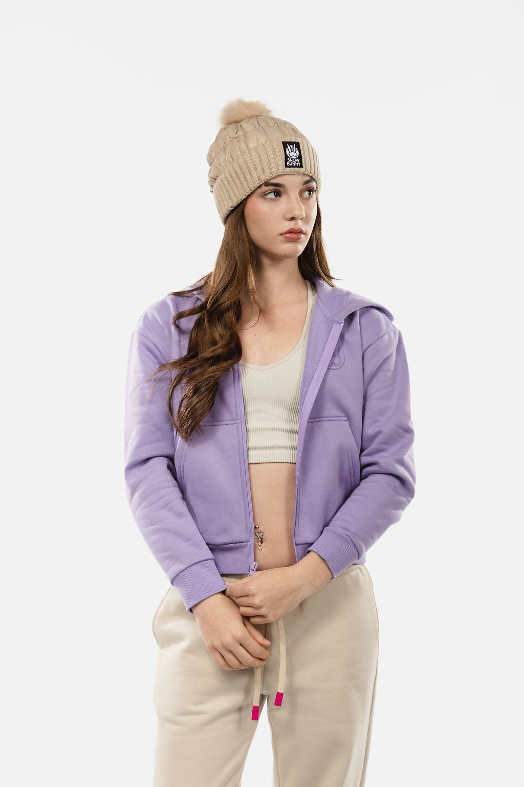 VAIL Cropped Embossed Zip Up Hoodie