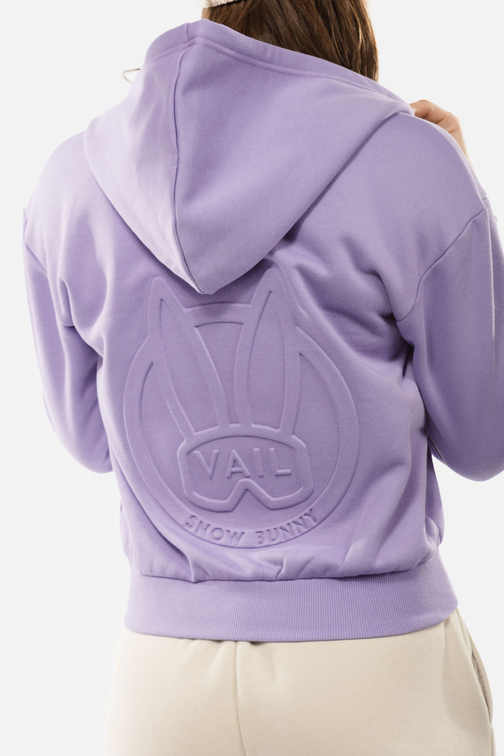 VAIL Cropped Embossed Zip Up Hoodie