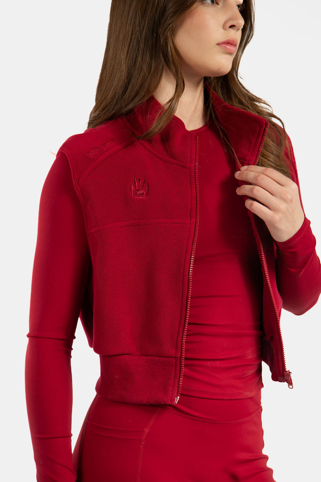 Snow Bunny Cropped Fleece Zip Vest
