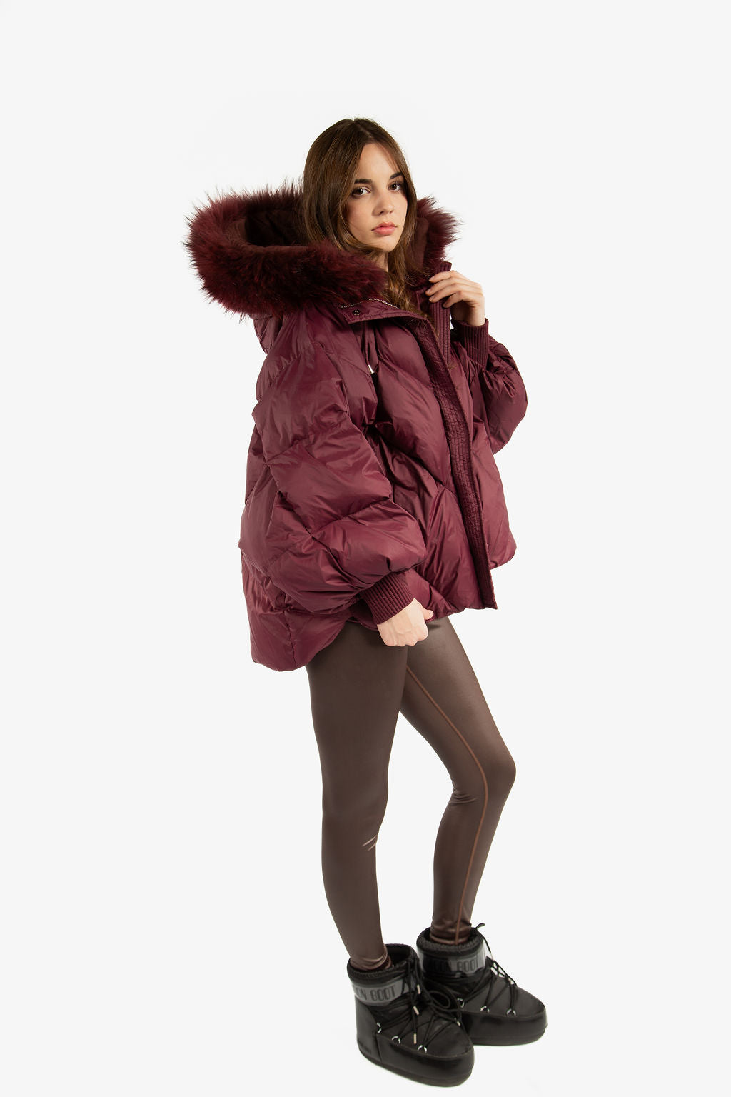 Fox Fur Trim Puffer Down Filled Coat