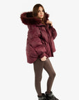 Fox Fur Trim Puffer Down Filled Coat