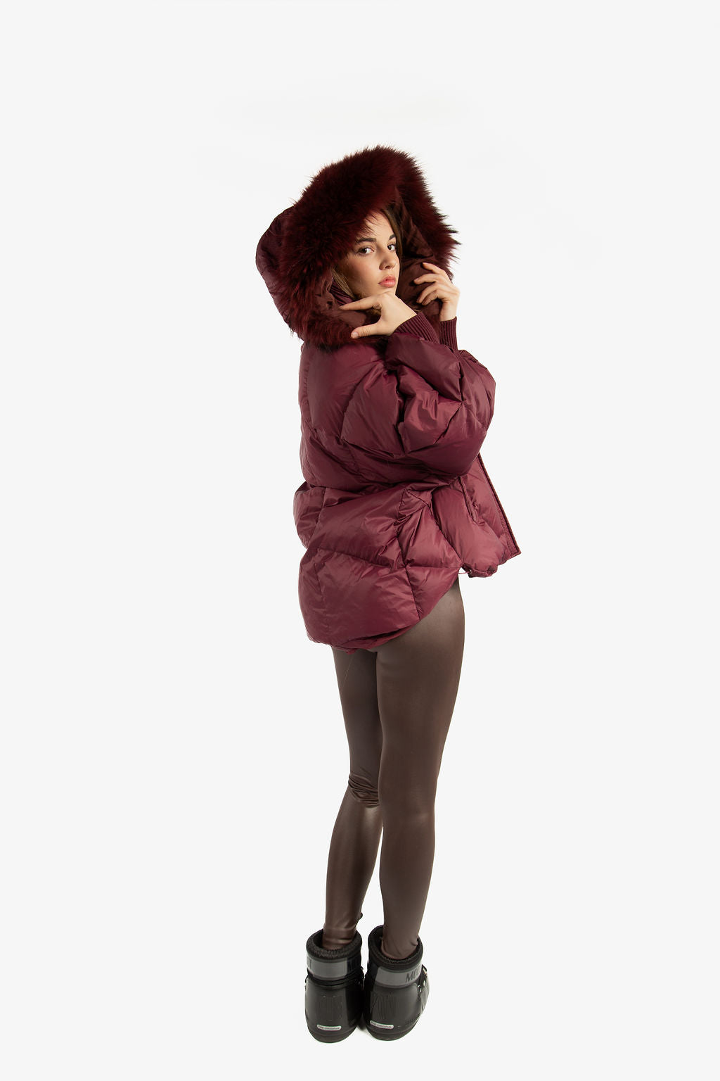 Fox Fur Trim Puffer Down Filled Coat