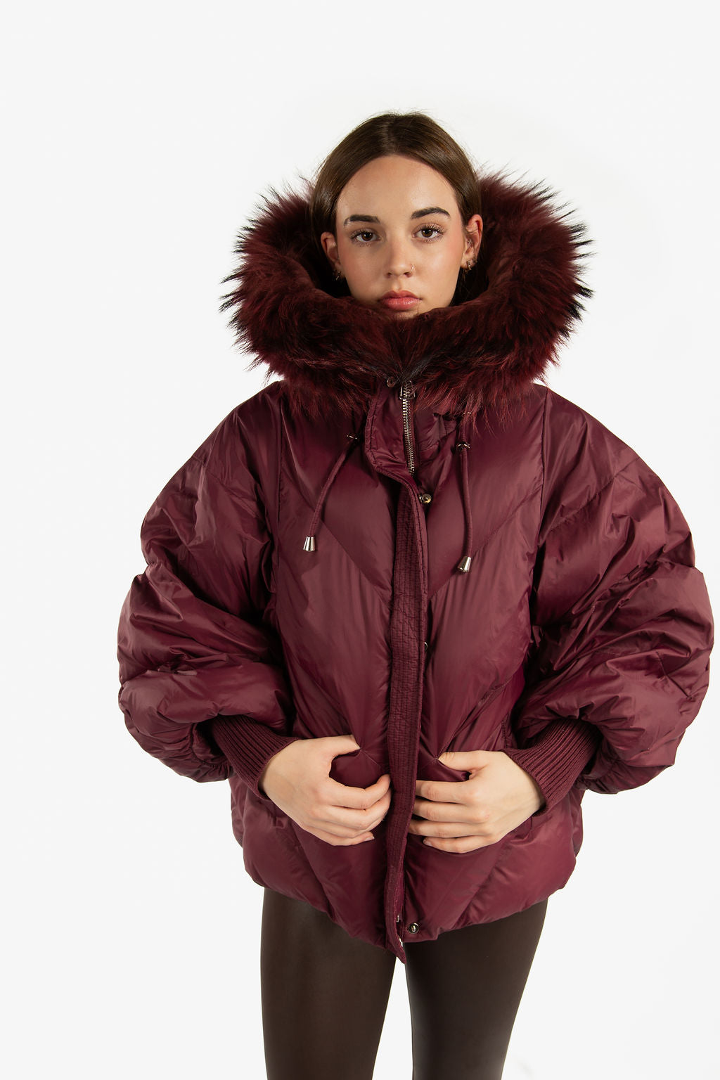 Fox Fur Trim Puffer Down Filled Coat