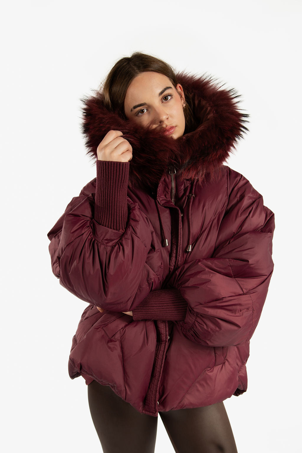 Fox Fur Trim Puffer Down Filled Coat