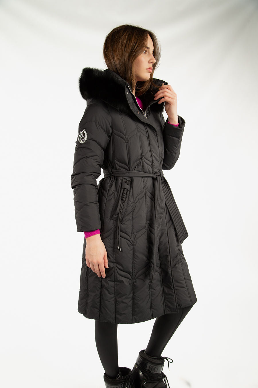 ジャケット・アウター MANOF RABBIT EARED DOWN COAT Chevron Quilted Down Coat with Fox Fur Hood – SNOW BUNNY
