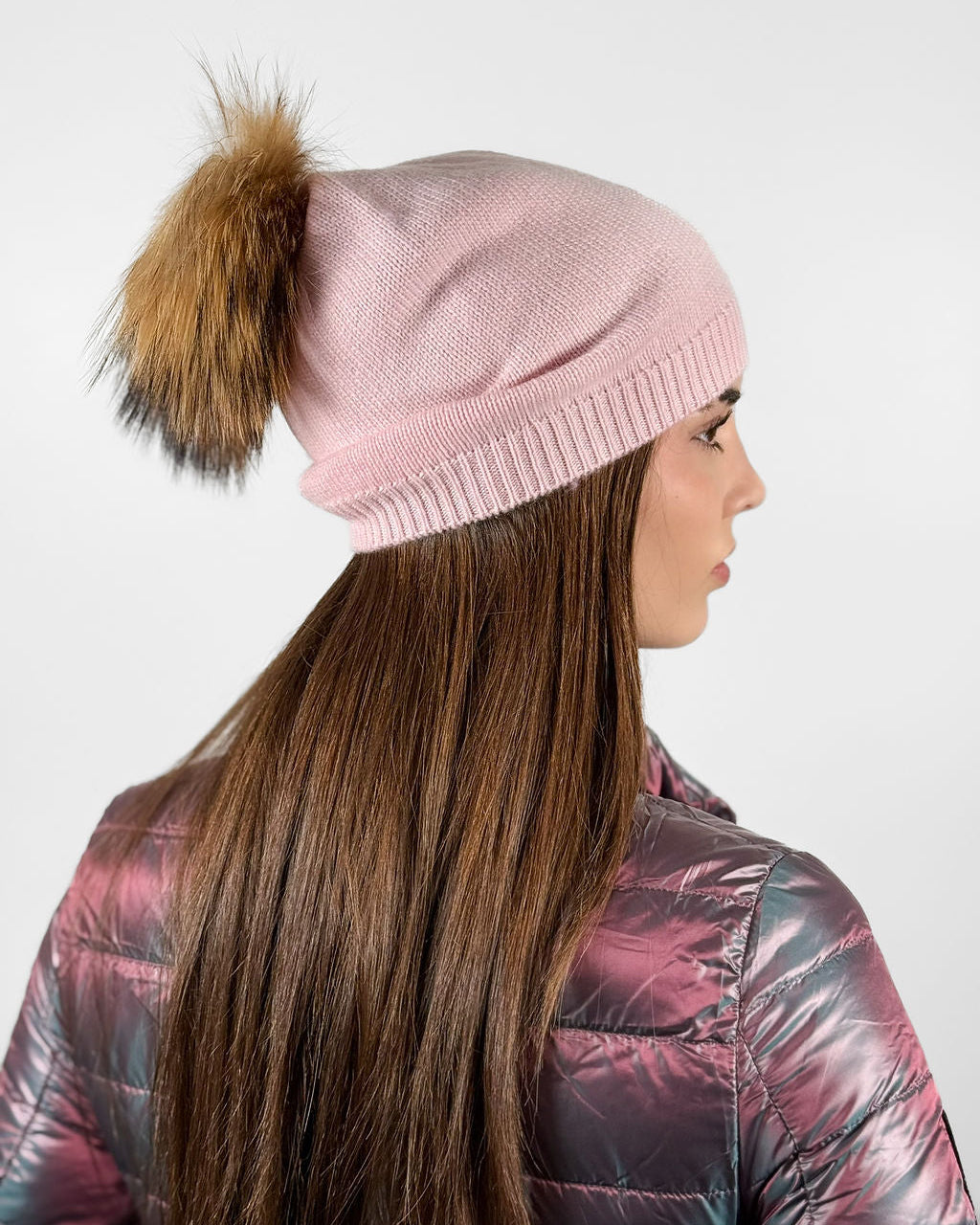 Big Sky Cashmere Hat with Fur Pom