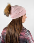 Big Sky Cashmere Hat with Fur Pom