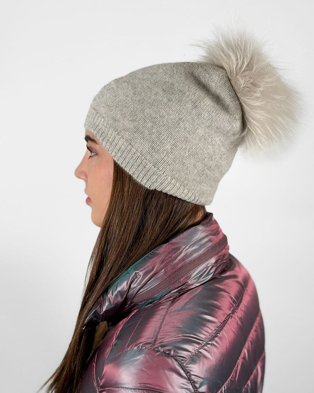 Big Sky Cashmere Hat with Fur Pom