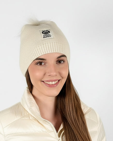 Big Sky Cashmere Hat with Fur Pom