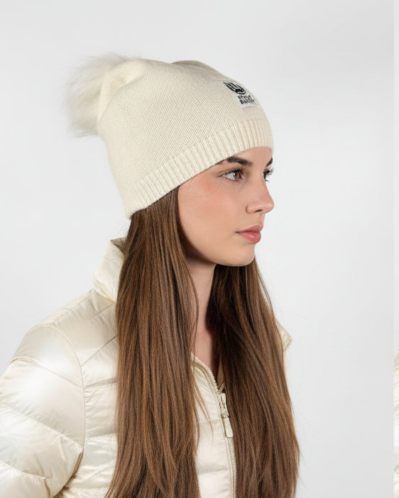 Big Sky Cashmere Hat with Fur Pom