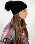 Big Sky Cashmere Hat with Fur Pom