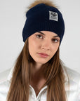 Big Sky Cashmere Hat with Fur Pom