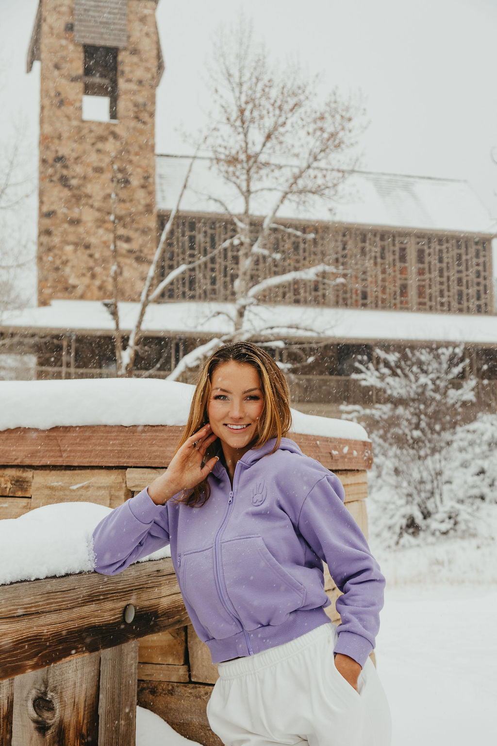 VAIL Cropped Embossed Zip Up Hoodie