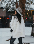 Stripe Rabbit Fur Poncho