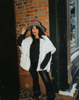 Stripe Rabbit Fur Poncho