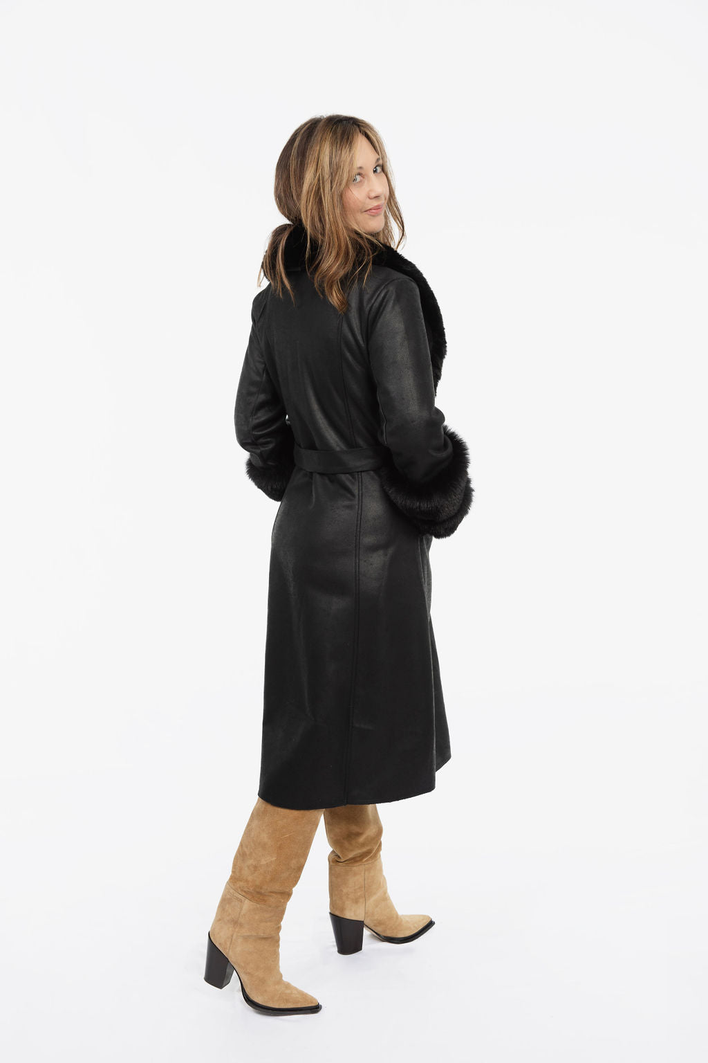 Pleasant Mtn Long Coat with Faux Fur