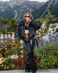 Luxe Silk Puffer Coat filled with Goose Down