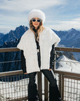 Stripe Rabbit Fur Poncho