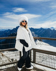 Stripe Rabbit Fur Poncho