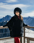 Stripe Rabbit Fur Poncho