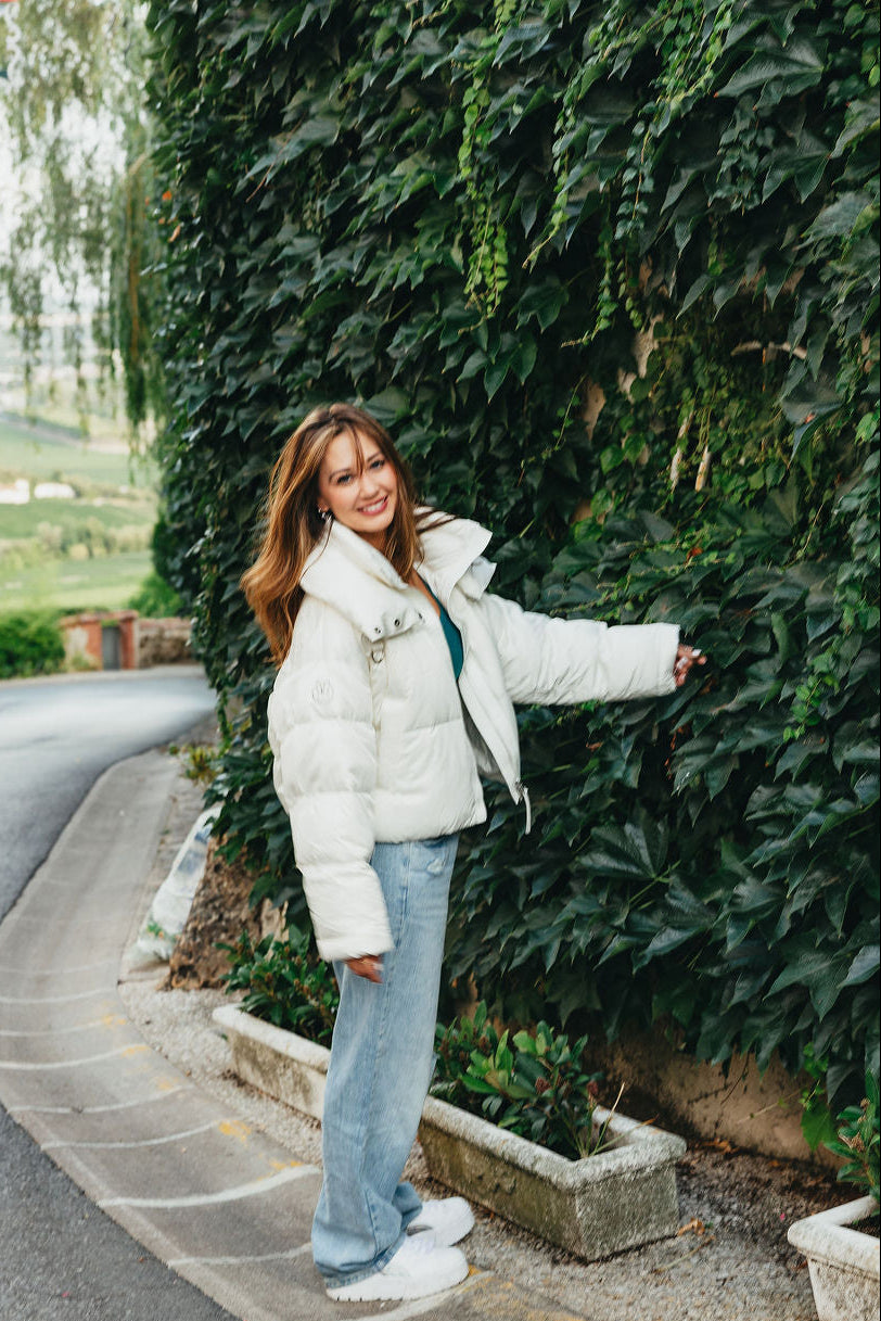 Luxe Silk Puffer Coat filled with Goose Down