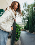 Luxe Silk Puffer Coat filled with Goose Down