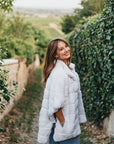 Stripe Rabbit Fur Poncho