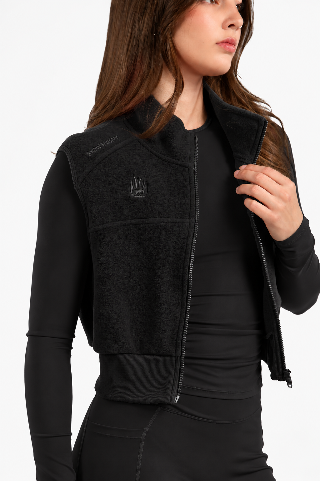 Snow Bunny Cropped Fleece Zip Vest