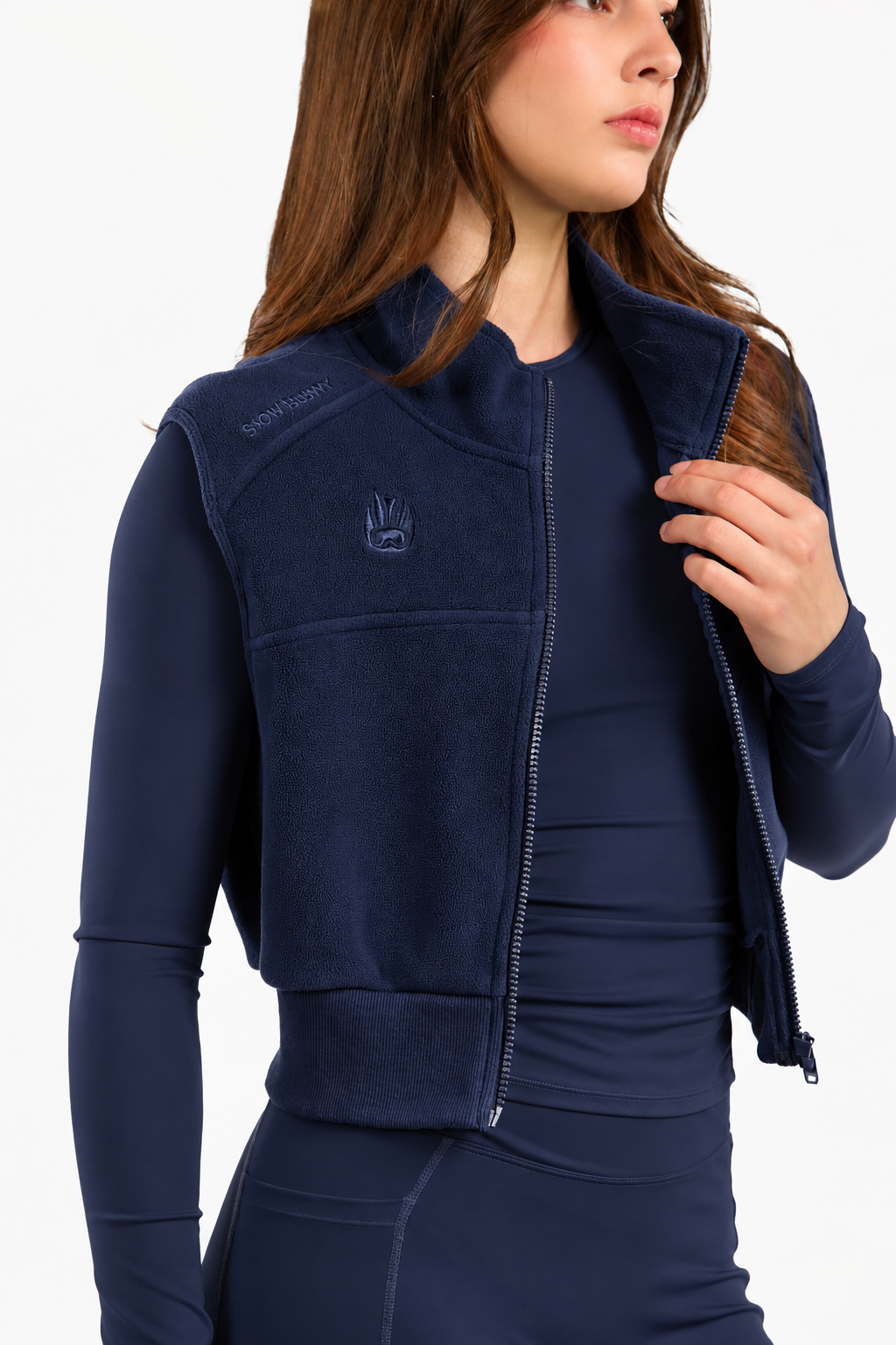 Snow Bunny Cropped Fleece Zip Vest
